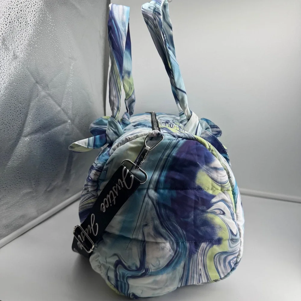 Justice Girls Quilted Puffer Duffle Bag Blue Purple Marble Swirl NWOT